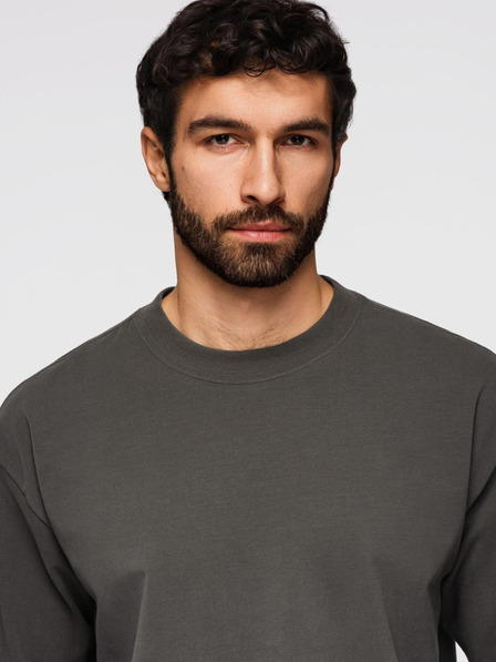 Ombre Clothing Muška pamučna majica LOOSE FIT s okruglim vratom - sivozelena V3 OM-TSBC-0267 Ombre Clothing