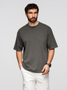 Ombre Clothing Muška pamučna majica LOOSE FIT s okruglim vratom - sivozelena V3 OM-TSBC-0267 Ombre Clothing
