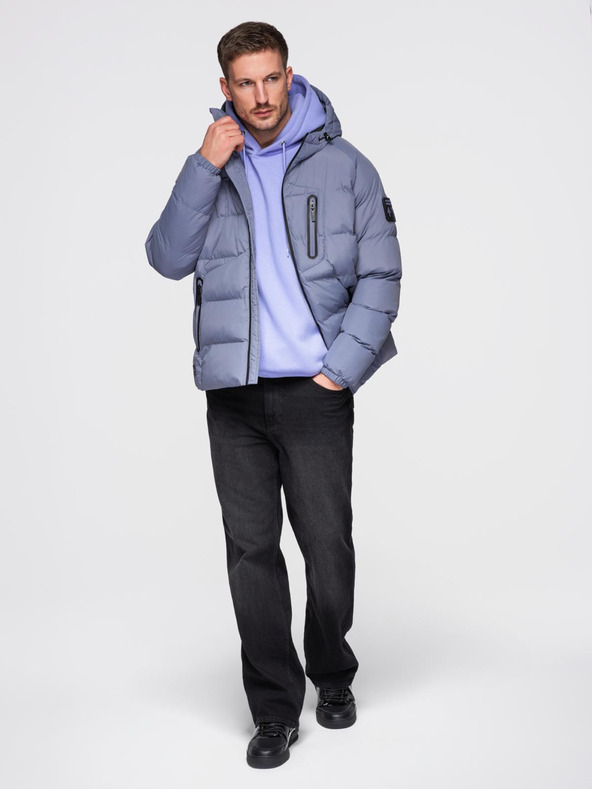 Ombre Clothing Muška zagrijana stepana jakna s raglan rukavima - faded purple V6 OM-JAHP-0302 Ombre Clothing