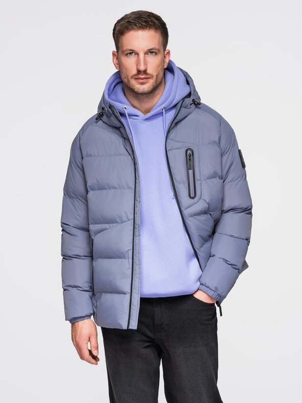 Ombre Clothing Muška zagrijana stepana jakna s raglan rukavima - faded purple V6 OM-JAHP-0302 Ombre Clothing