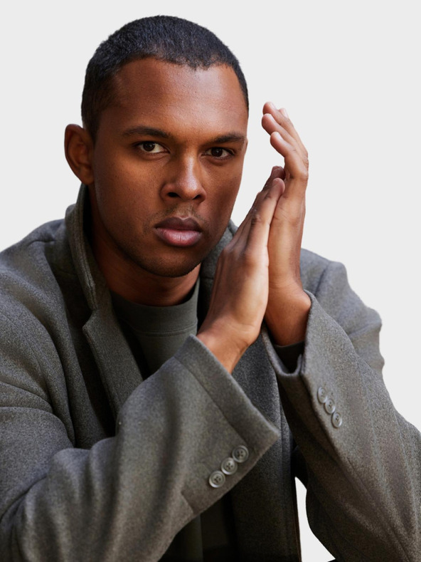 Ombre Clothing Muški lagani jednoredan kaput - grafit khaki V6 OM-COWC-0104 Ombre Clothing