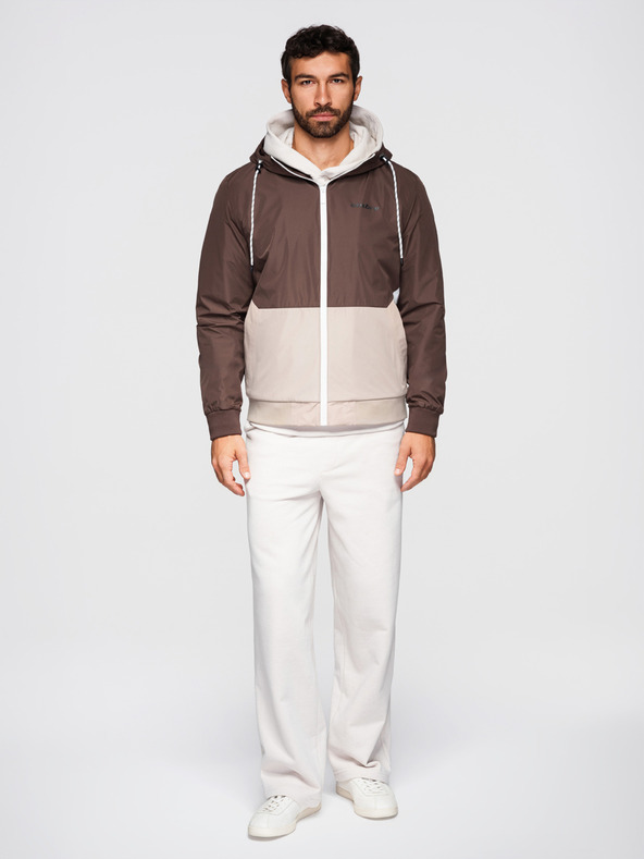 Ombre Clothing Muška lagana jakna regular fit s podstavom i kapuljačom - smeđa-bež V1 OM-JANP-0242 Ombre Clothing