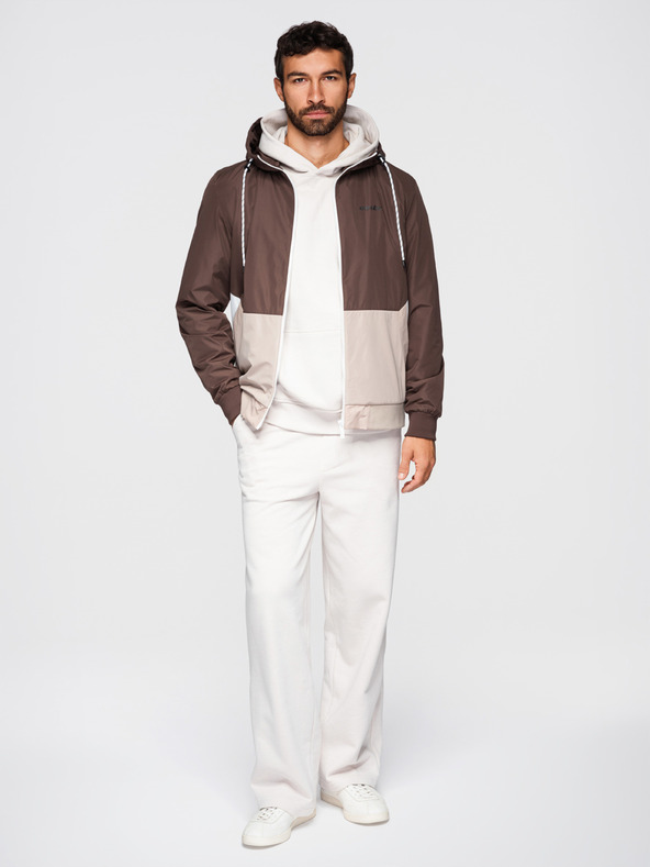 Ombre Clothing Muška lagana jakna regular fit s podstavom i kapuljačom - smeđa-bež V1 OM-JANP-0242 Ombre Clothing