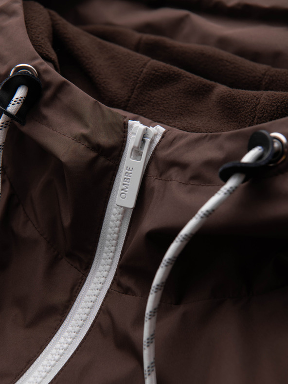 Ombre Clothing Muška lagana jakna regular fit s podstavom i kapuljačom - smeđa-bež V1 OM-JANP-0242 Ombre Clothing