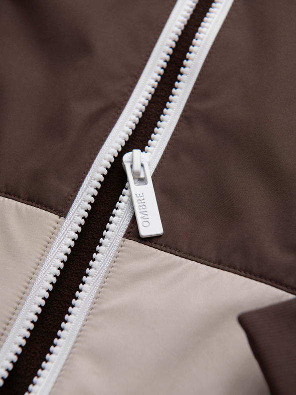 Ombre Clothing Muška lagana jakna regular fit s podstavom i kapuljačom - smeđa-bež V1 OM-JANP-0242 Ombre Clothing