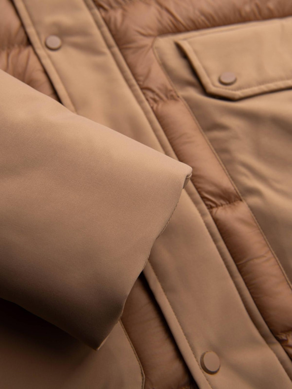 Ombre Clothing Muška dugačka stepana jakna s velikim džepovima - bež V2 OM-JALJ-0308 Ombre Clothing