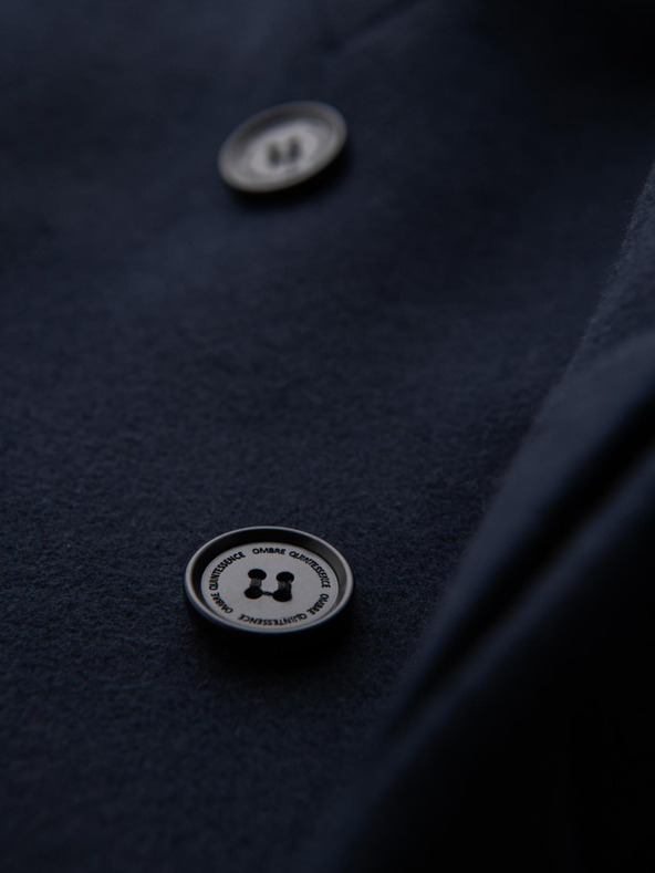 Ombre Clothing Muški kaput s asimetričnim zapinjanjem i visokim ovratnikom - tamno plav V3 OM-COWC-0141 Ombre Clothing