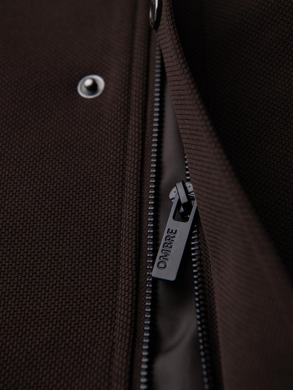 Ombre Clothing Muški strukturirani kaput s visokim ovratnikom - tamno smeđi V5 OM-COWC-0136 Ombre Clothing