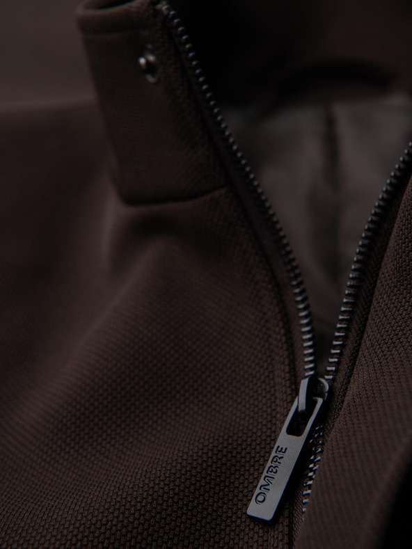 Ombre Clothing Muški strukturirani kaput s visokim ovratnikom - tamno smeđi V5 OM-COWC-0136 Ombre Clothing