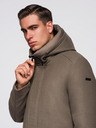 Ombre Clothing Muški vuneni kaput parka s kapuljačom - khaki V2 OM-COWC-0132 Ombre Clothing