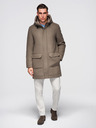 Ombre Clothing Muški vuneni kaput parka s kapuljačom - khaki V2 OM-COWC-0132 Ombre Clothing