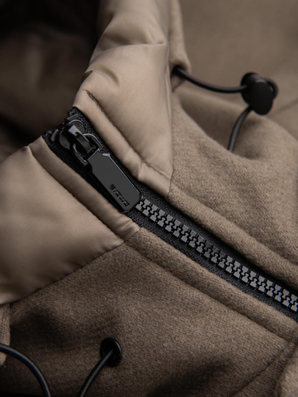 Ombre Clothing Muški vuneni kaput parka s kapuljačom - khaki V2 OM-COWC-0132 Ombre Clothing