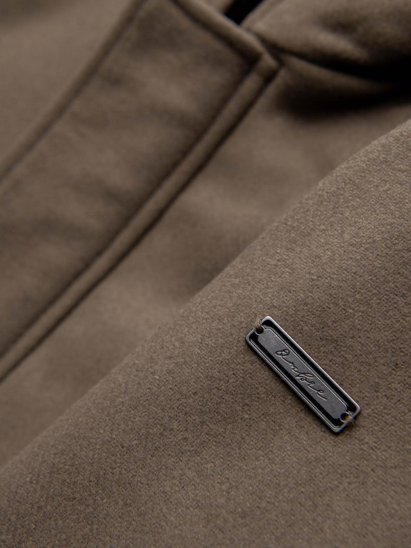Ombre Clothing Muški vuneni kaput parka s kapuljačom - khaki V2 OM-COWC-0132 Ombre Clothing