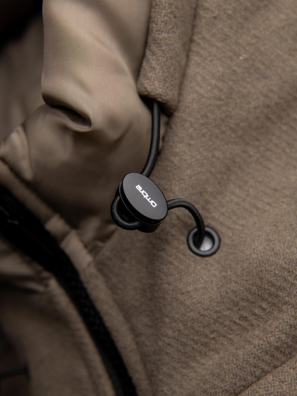 Ombre Clothing Muški vuneni kaput parka s kapuljačom - khaki V2 OM-COWC-0132 Ombre Clothing