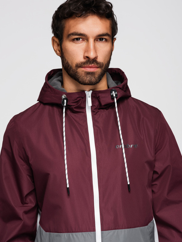 Ombre Clothing Muška lagana jakna regular fit s podstavom i kapuljačom - vino siva V3 OM-JANP-0242 Ombre Clothing