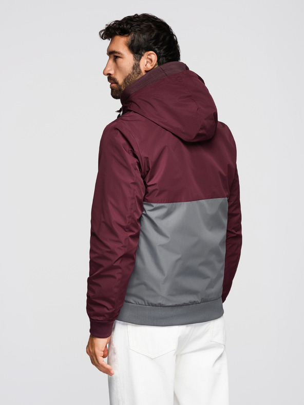 Ombre Clothing Muška lagana jakna regular fit s podstavom i kapuljačom - vino siva V3 OM-JANP-0242 Ombre Clothing
