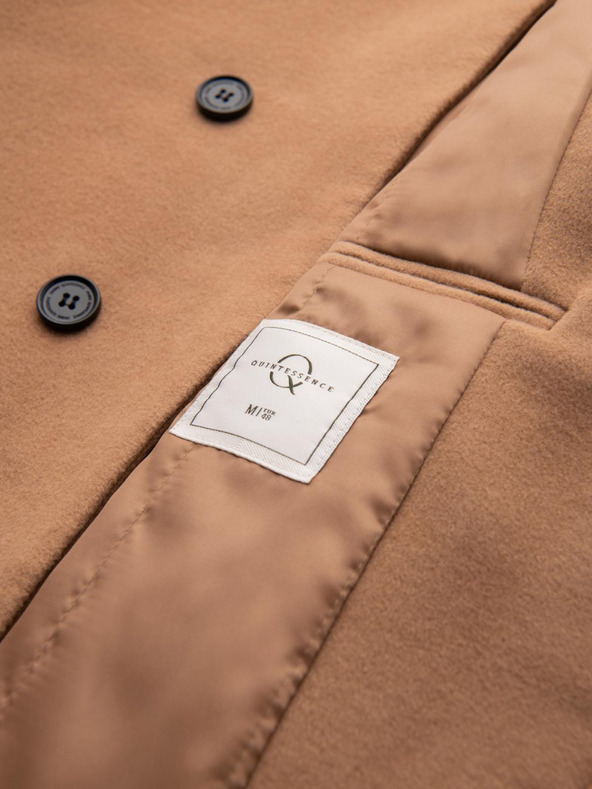 Ombre Clothing Muški kaput s asimetričnim zapinjanjem i visokim ovratnikom - svijetlo smeđi V4 OM-COWC-0141 Ombre Clothing