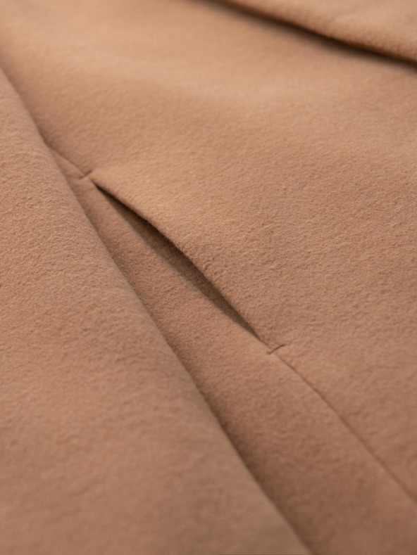 Ombre Clothing Muški kaput s asimetričnim zapinjanjem i visokim ovratnikom - svijetlo smeđi V4 OM-COWC-0141 Ombre Clothing