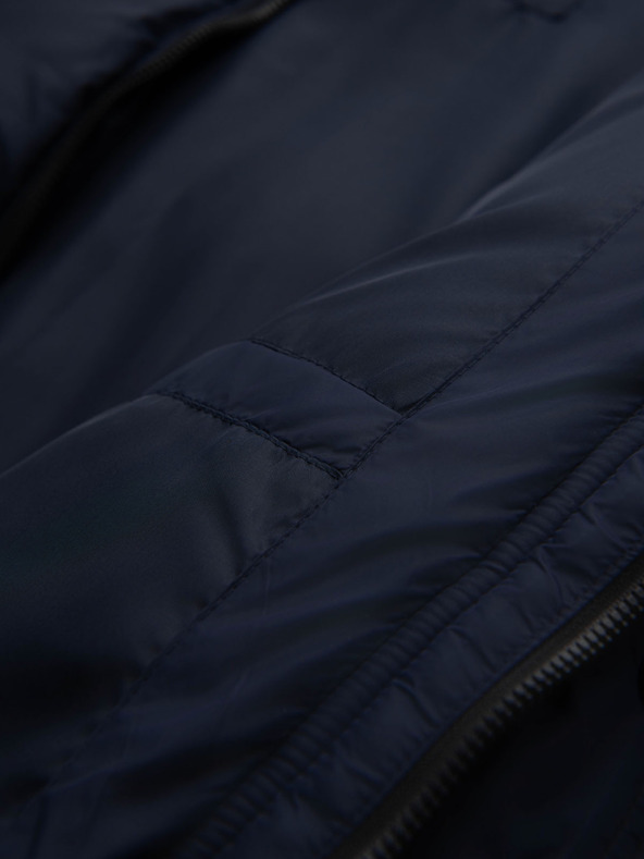 Ombre Clothing Muška stepana jakna s visokom kapuljačom na patent - tamno plava V2 OM-JAHP-0238 Ombre Clothing