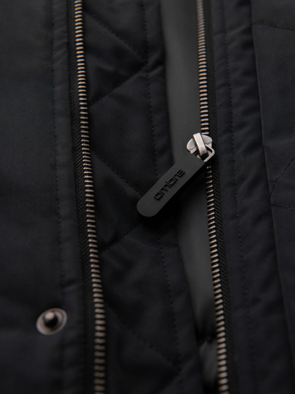 Ombre Clothing Klasična dugačka muška parka jakna - crna V6 OM-JAPJ-0313 Ombre Clothing