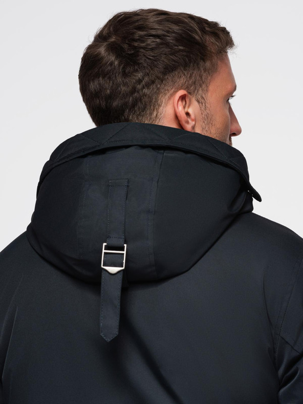 Ombre Clothing Klasična dugačka muška parka jakna - crna V6 OM-JAPJ-0313 Ombre Clothing