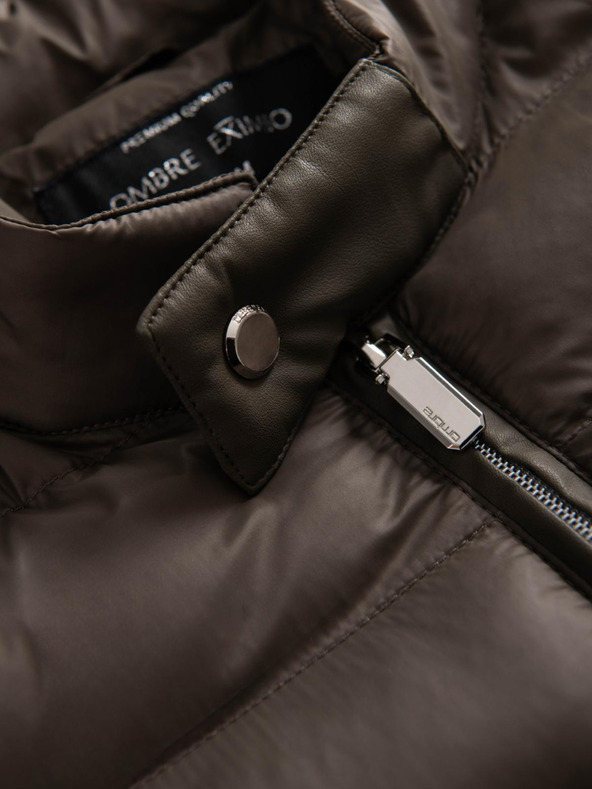 Ombre Clothing Muška klasična stepana jakna s pokrajnjom - maslinasta V3 OM-JALP-0261 Ombre Clothing