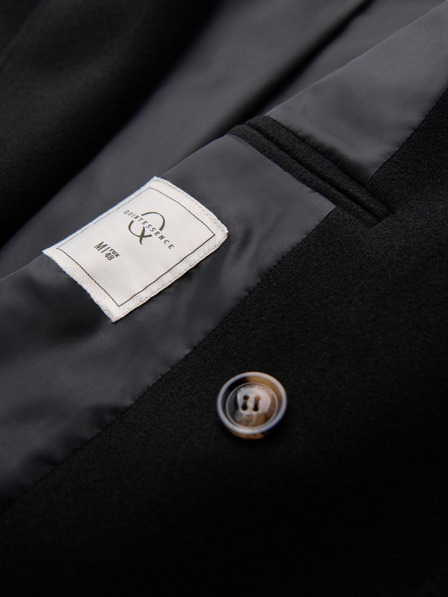 Ombre Clothing Muški dvoredan kaput s ukrasnim gumbima - crni V2 OM-COWC-0137 Ombre Clothing