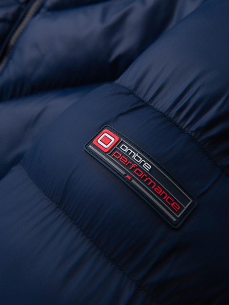 Ombre Clothing Muška moderna stepana jakna od kombiniranih materijala - tamno plava V2 OM-JAHP-0303 Ombre Clothing