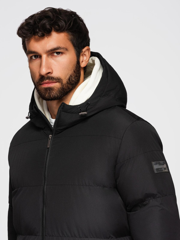 Ombre Clothing Muška klasična dugačka jakna s kapuljačom - crna V1 OM-JALJ-0269 Ombre Clothing