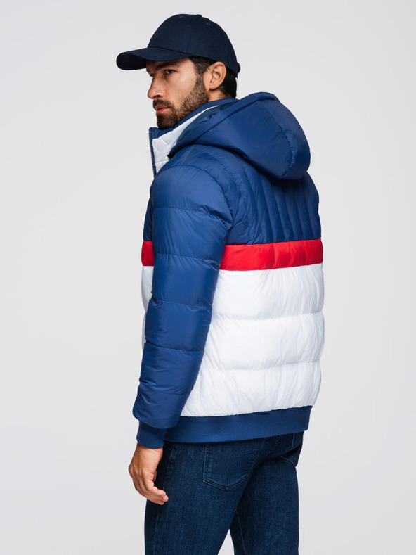 Ombre Clothing Muška šarena retro sportska jakna - plava i bijela V1 OM-JALP-0296 Ombre Clothing