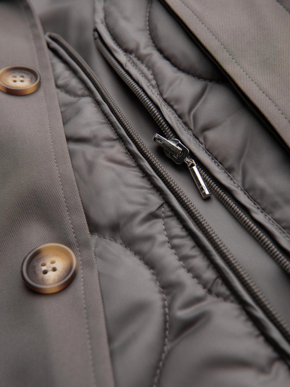 Ombre Clothing Muški minimalistički kaput s uklonjivom vestom - pepeljast V6 OM-COLC-0139 Ombre Clothing