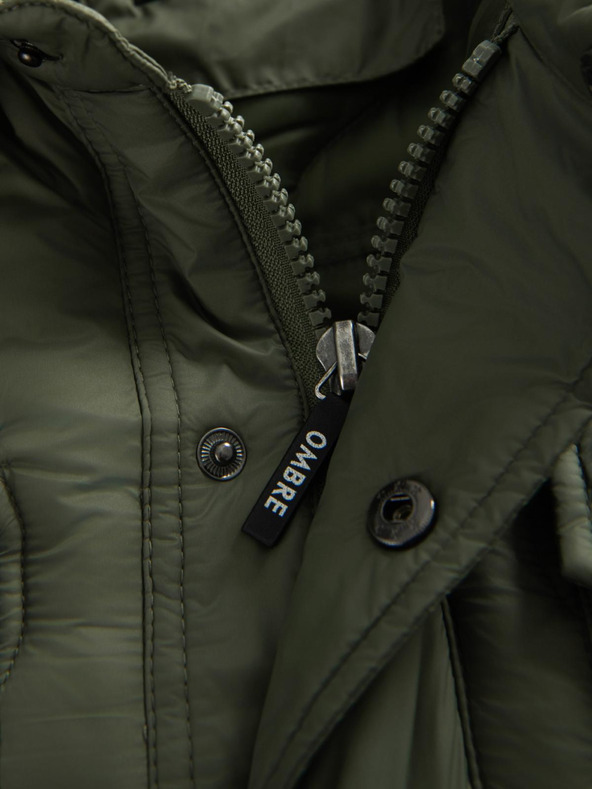 Ombre Clothing Muška prošivana jakna košuljnog kroja - maslinasta V2 OM-JALP-0215 Ombre Clothing