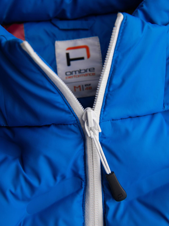 Ombre Clothing Muška prošivana jakna s uklonjivom kapuljačom - plava i crvena V1 OM-JALP-0206 Ombre Clothing