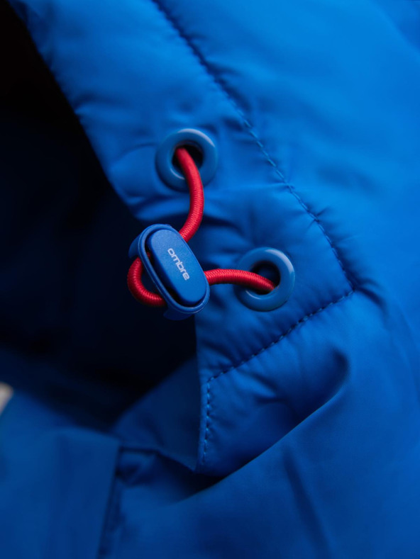 Ombre Clothing Muška prošivana jakna s uklonjivom kapuljačom - plava i crvena V1 OM-JALP-0206 Ombre Clothing