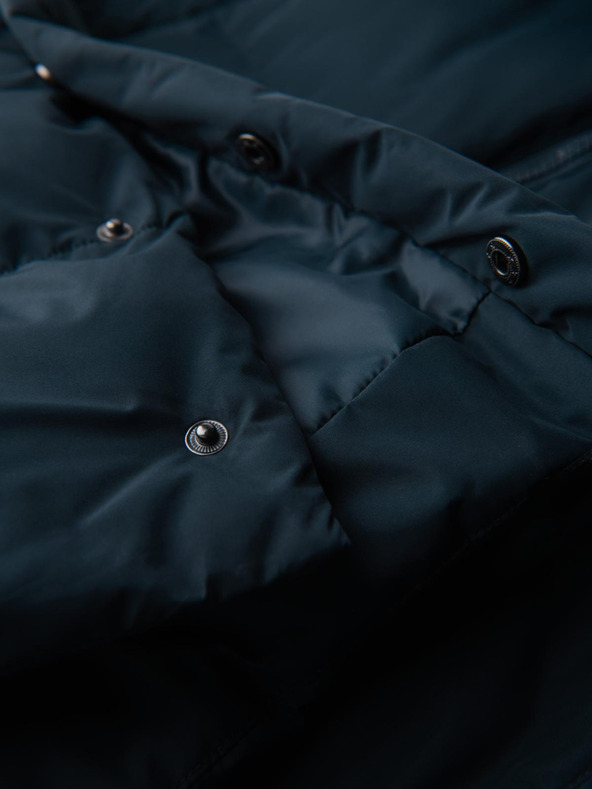 Ombre Clothing Muška klasična dugačka jakna s kapuljačom - tamno plava V2 OM-JALJ-0269 Ombre Clothing