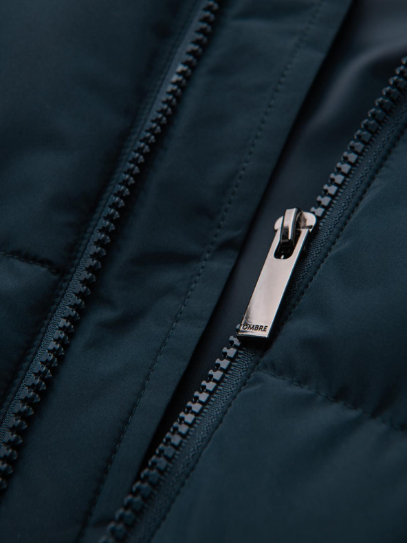 Ombre Clothing Muška klasična dugačka jakna s kapuljačom - tamno plava V2 OM-JALJ-0269 Ombre Clothing