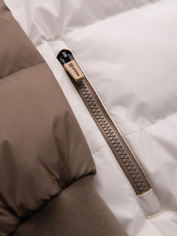 Ombre Clothing Muška šarena retro sportska jakna - bež i bijela V2 OM-JALP-0296 Ombre Clothing