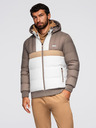 Ombre Clothing Muška šarena retro sportska jakna - bež i bijela V2 OM-JALP-0296 Ombre Clothing