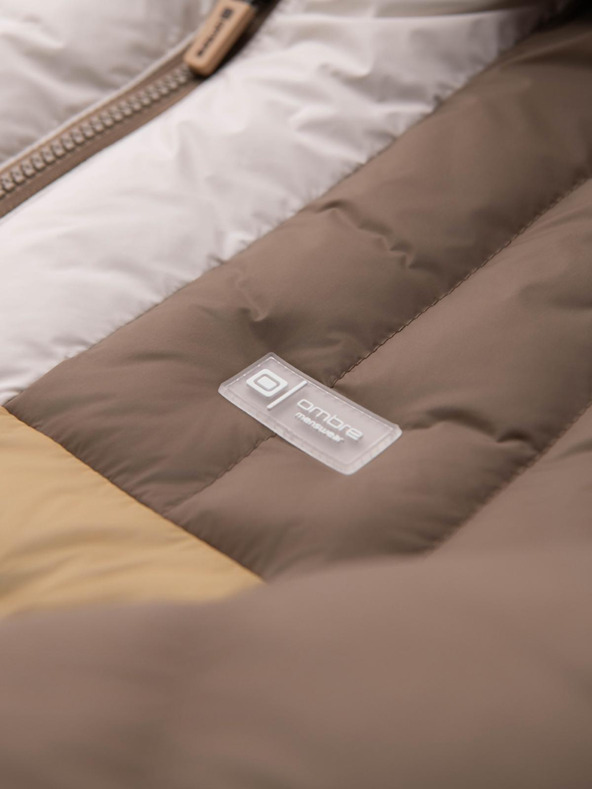 Ombre Clothing Muška šarena retro sportska jakna - bež i bijela V2 OM-JALP-0296 Ombre Clothing