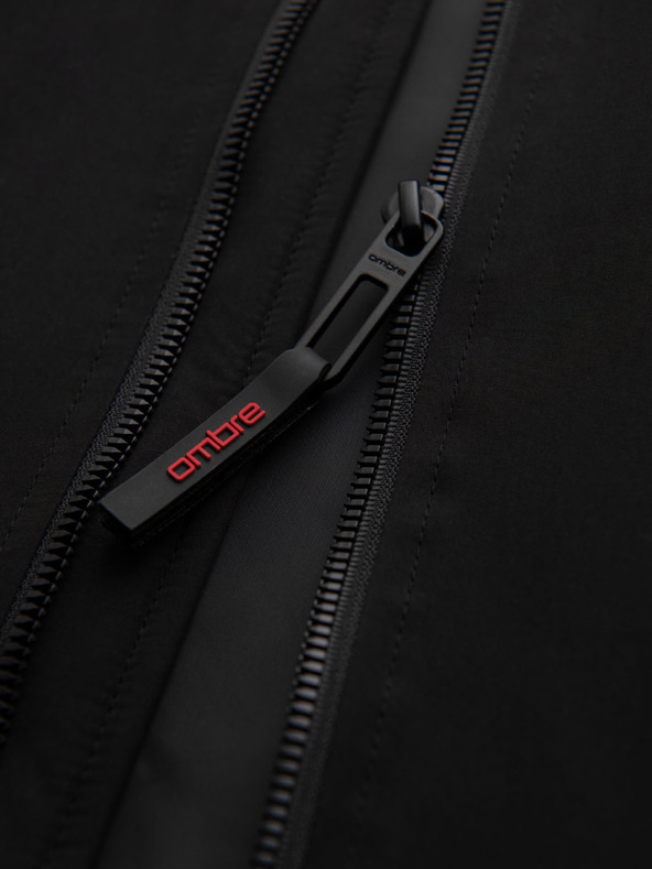 Ombre Clothing Muška jakna s kapuljačom i visokim ovratnikom - crna V1 OM-JANP-0222 Ombre Clothing