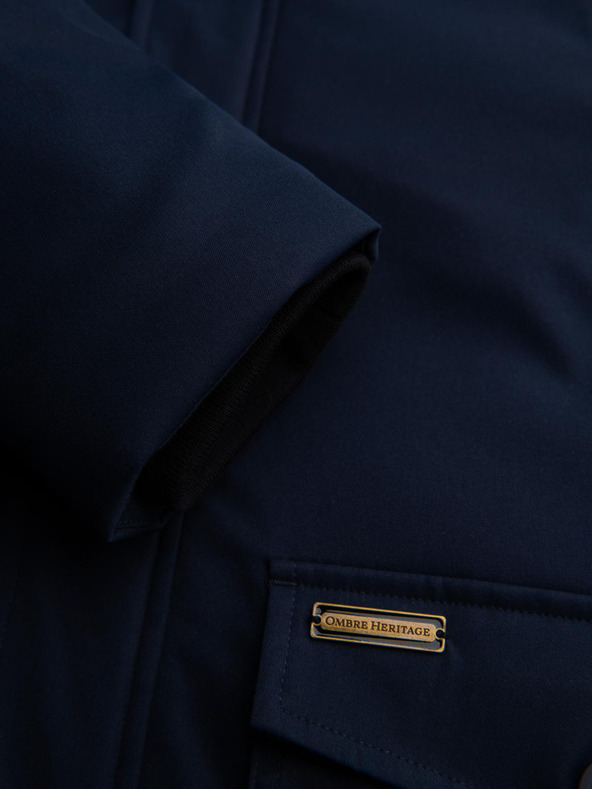 Ombre Clothing Elegantna muška parka s džepovima i kapuljačom - tamno plava V2 OM-JAPJ-0287 Ombre Clothing