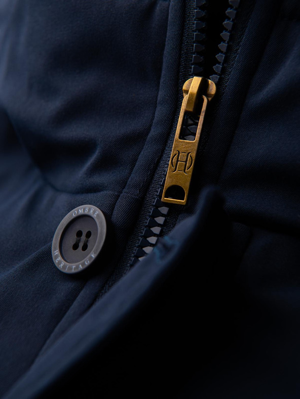 Ombre Clothing Elegantna muška parka s džepovima i kapuljačom - tamno plava V2 OM-JAPJ-0287 Ombre Clothing