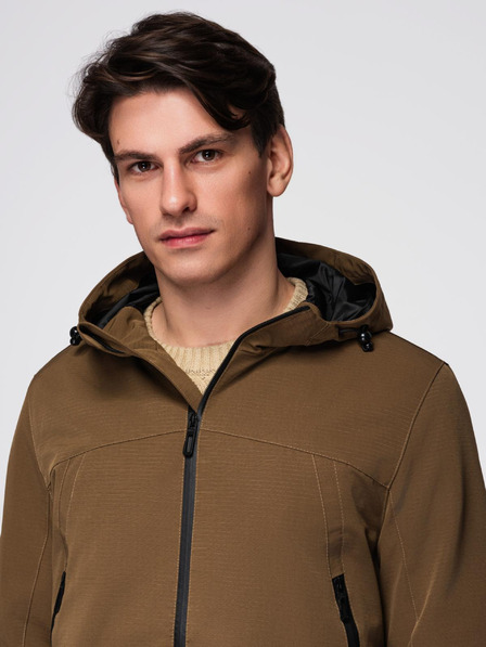 Ombre Clothing Muška laka jakna s nepropusnom slojem i kapuljačom - smeđa V2 C638 Ombre Clothing