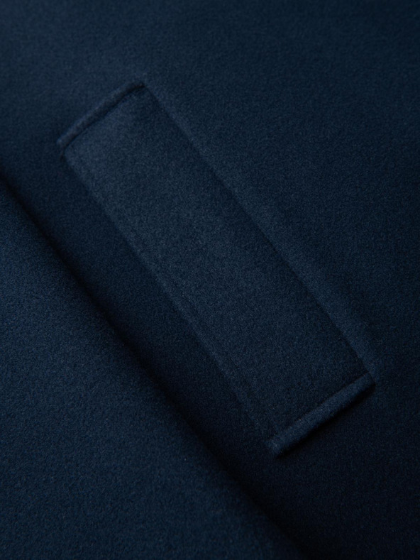 Ombre Clothing Muški dugačak jednořadni kaput s ovratnikom i fodirom - tamno plava V3 OM-COWC-0135 Ombre Clothing