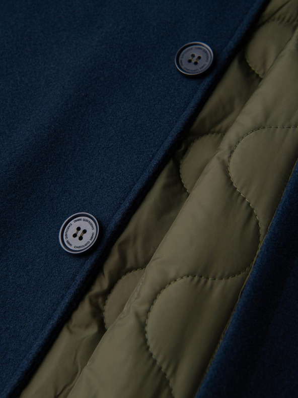 Ombre Clothing Muški dugačak jednořadni kaput s ovratnikom i fodirom - tamno plava V3 OM-COWC-0135 Ombre Clothing