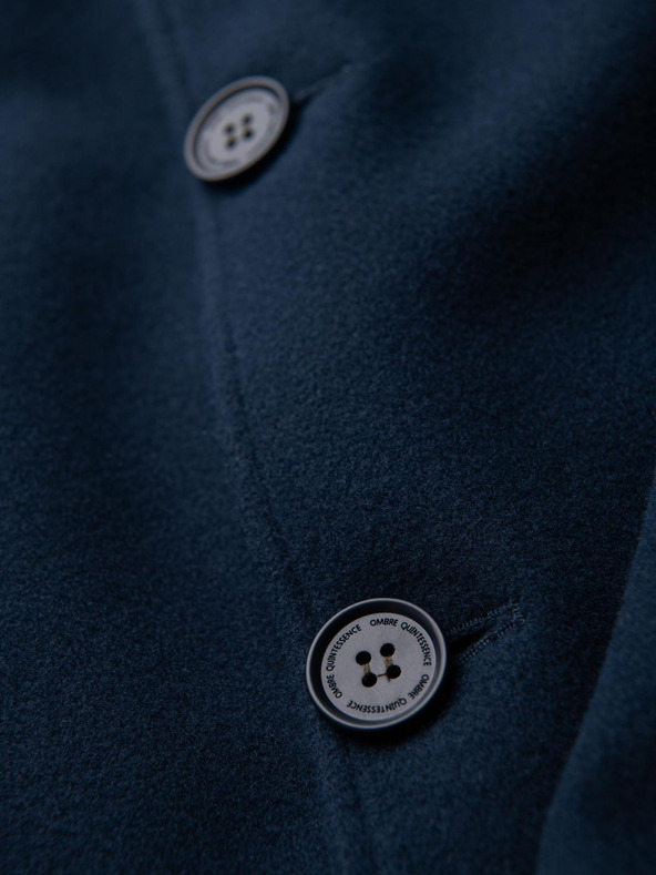 Ombre Clothing Muški dugačak jednořadni kaput s ovratnikom i fodirom - tamno plava V3 OM-COWC-0135 Ombre Clothing
