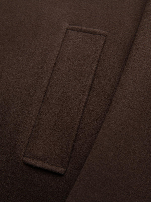 Ombre Clothing Muški dugačak jednořadni kaput s ovratnikom i donjom košuljom - smeđi V4 OM-COWC-0135 Ombre Clothing