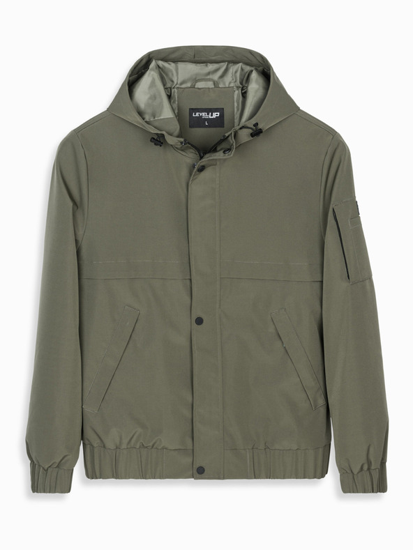 Ombre Clothing Muška funkcijska prijelazna jakna s kapuljačom - maslinasta V2 OM-JANP-0225 Ombre Clothing