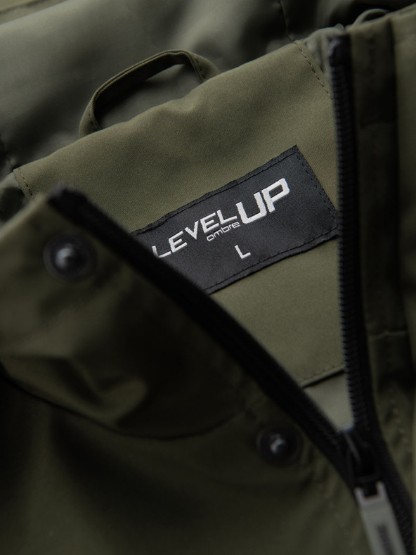 Ombre Clothing Muška funkcijska prijelazna jakna s kapuljačom - maslinasta V2 OM-JANP-0225 Ombre Clothing