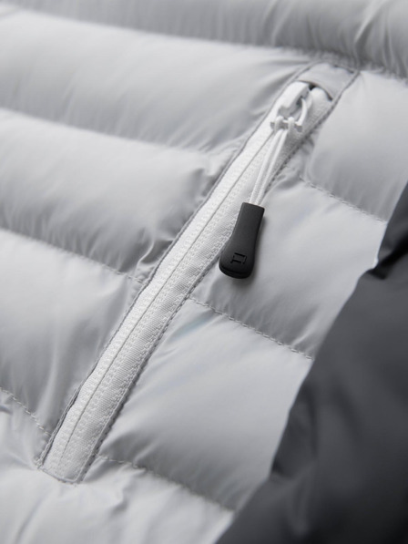 Ombre Clothing Muška prošivana jakna s uklonjivom kapuljačom - grafit i bijela V3 OM-JALP-0206 Ombre Clothing